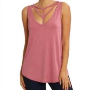 Sleeveless Dual T-Strap Tunic Top Mauve (S)
